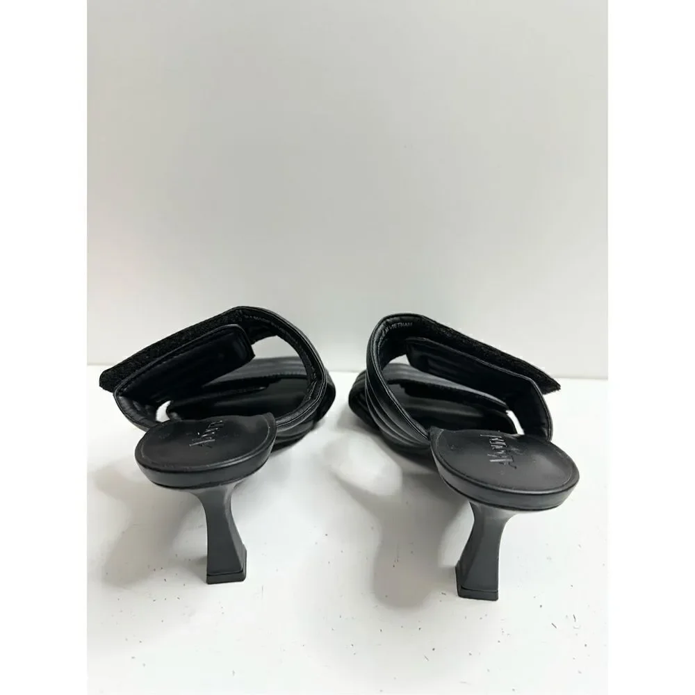 Abound Sandals Size 6 Black Qarly Open‎ Square Toe Slip On Heels
